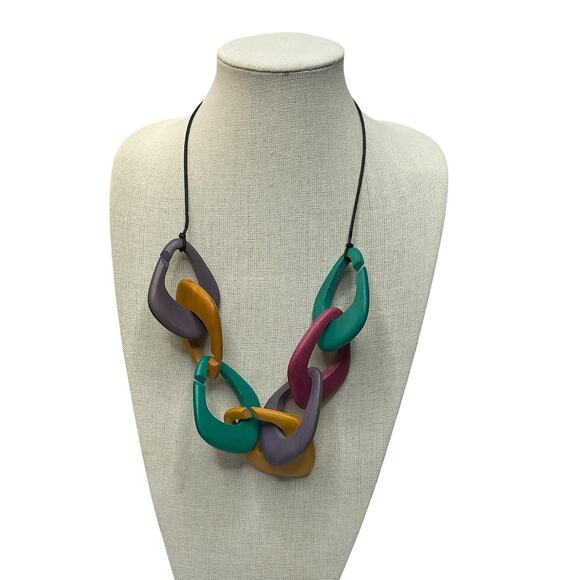 Sylca Designs Statement Necklace Tagua Adjustable Black Cord up to 20" - Picture 3 of 7